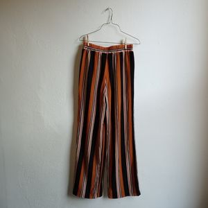 Long Orange & Black Stripped Flowy Pants Forever21